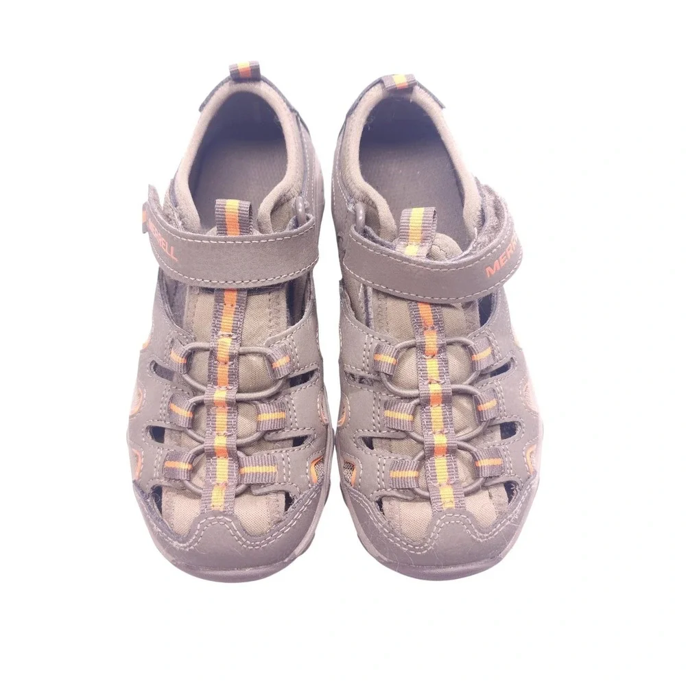 Merrell Fisherman Sandals Kids Size 1 Gray Leather Hiking Outdoor